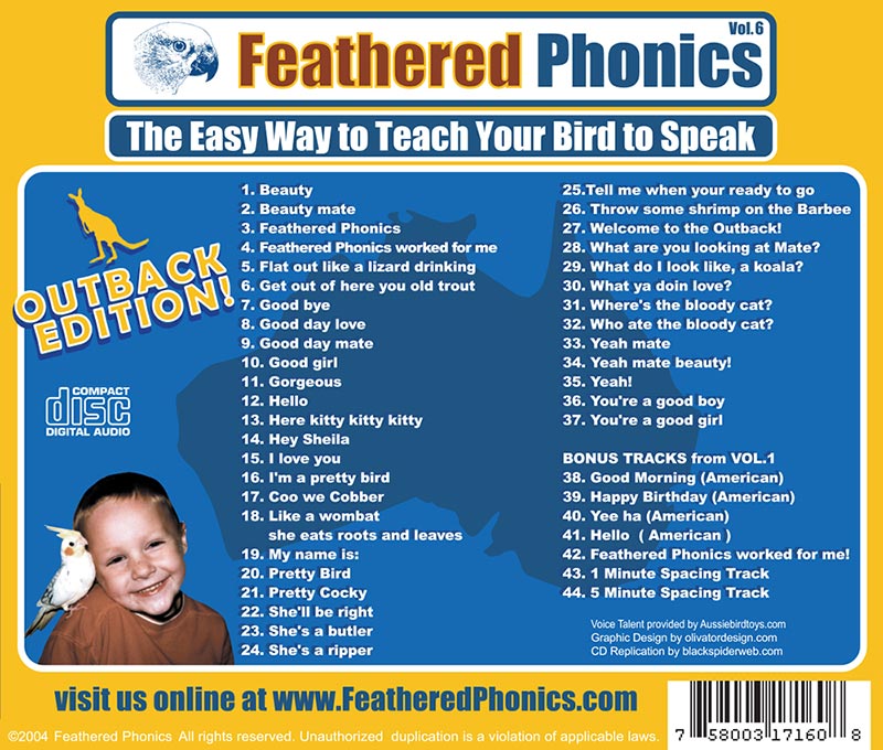Feathered Phonics CD 6: The Australian Outback Edition! - Pet Media Plus
