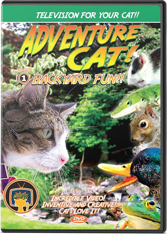 Adventure Cat DVD Volume 1: Backyard Fun! - TV to Entertain Your Cat - Pet Media Plus