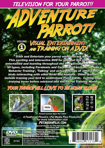 Adventure Parrot DVD Volume 1: Visual Training & Entertainment For Your Bird - Pet Media Plus