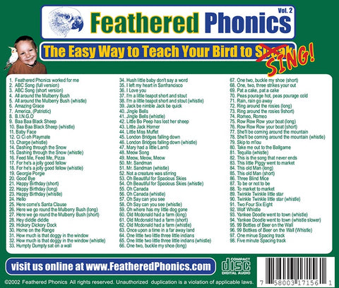 Feathered Phonics CD 2: Teach Your Bird to Sing Songs & Rhymes! - Pet Media Plus
