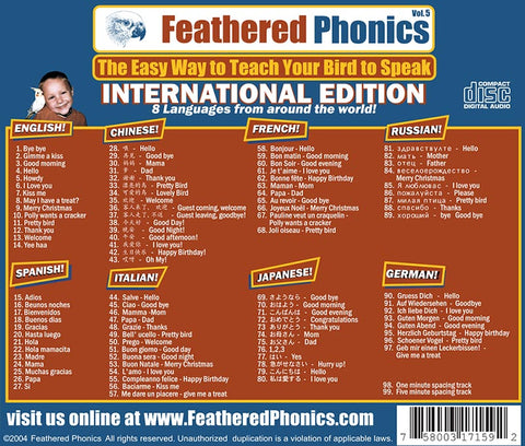 Feathered Phonics CD 5: The International Edition with 8 Languages! - Pet Media Plus